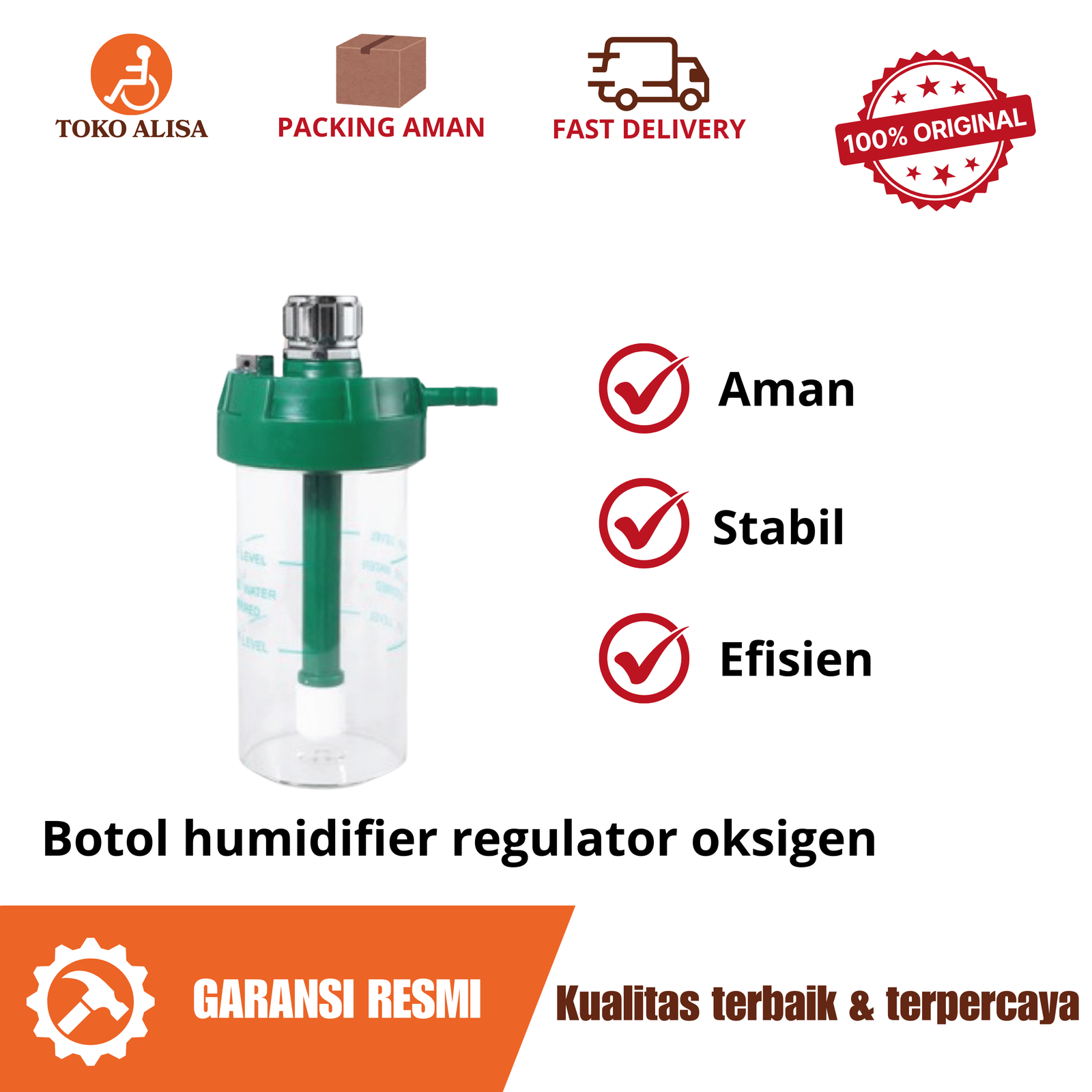 Botol humidifier regulator oksigen